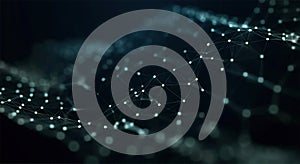 Abstract digital background of points and lines. Glowing black plexus. Big data. Network or connection. Abstract technology