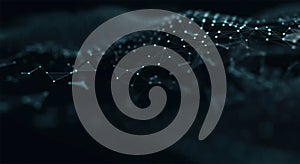 Abstract digital background of points and lines. Glowing black plexus. Big data. Network or connection. Abstract technology