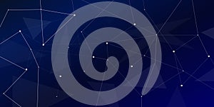 Abstract digital background of points, lines and triangles. Glowing plexus. Big data. Network or connection