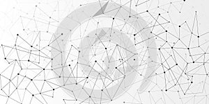 Abstract digital background of points, lines and triangles. Glowing plexus. Big data. Network or connection. Abstract technology
