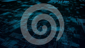 Abstract digital background. Science background. Technological background. Matrix. Binary Code. Falling dots. 3d rendering