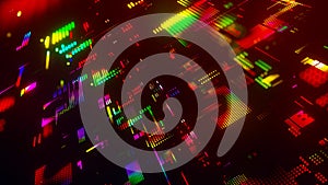 Abstract technology background. Big data digital code. Data flow information. Futuristic dots background. Matrix. 3d