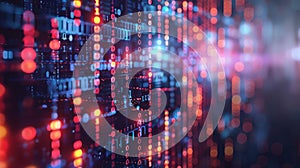 Abstract Binary Code Background with Glowing Data Streams and Futuristic Technology