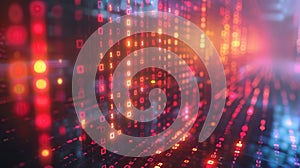 Digital Data Stream with Binary Code Illustration, Futuristic Technology and Cyber Security Concept