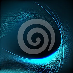 Abstract digital binary background with light lines