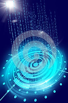 Abstract Digital Binary Code Background with Blue Light Effects Dynamic Data Visualization Concept for Technology Web Design and