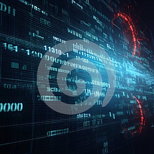 Abstract digital binary data encryption concept with computer virus