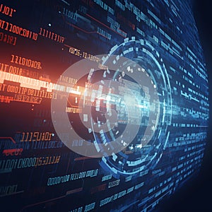 Abstract digital binary data encryption concept with computer virus