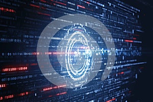 Abstract digital binary data encryption concept with computer virus