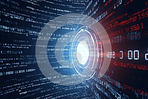 Abstract digital binary data encryption concept with computer virus