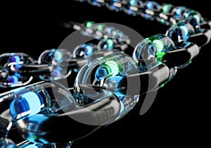 Abstract digital blockchain network with glowing nodes