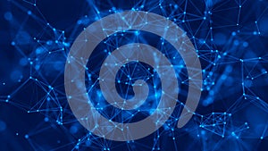 Abstract digital blue background. Plexus effect. Network connection structure. 3D rendering