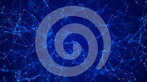 Abstract digital blue background. Plexus effect. Network connection structure. 3D rendering