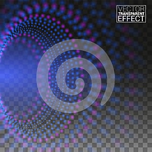 Abstract Digital of Blue Glowing Liquid Energy Around the Circle. Transparent Background Vector Illustration