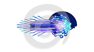 Abstract Digital Brain with Interconnected Neural Network, vector design Generative AI