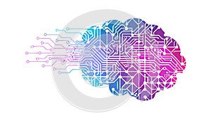 Abstract Digital Brain Mind Network AI Concept, vector design Generative AI