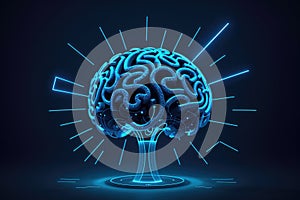 Abstract digital brain. Neural network concept. IQ testing, artificial intelligence, generative ai