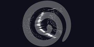 Abstract digital circles of white particles. Big Data visualization into cyberspace. Network Information Decay. Futuristic modern