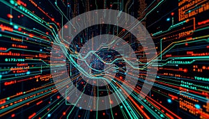 Abstract digital circuit board, tech network background, data flow, Stock Photo, Generative AI