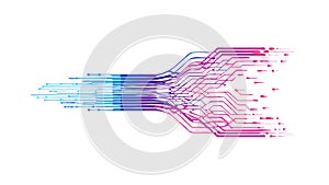 Abstract Digital Circuit Stream Vector. Technology Data Flow Graphic, vector design Generative AI