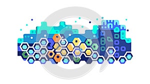 Abstract Digital Cityscape, Data Visualization, Tech City, vector design Generative AI