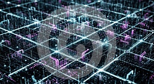 Abstract Digital Cityscape Grid Network Future Technology