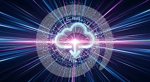 Abstract digital cloud computing data transfer technology network rays