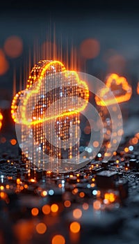 Abstract Digital Cloud Computing Landscape with Data Stream Concept and Information Storage Safety