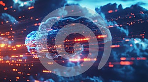 Abstract Digital Cloud Computing Network Data Flow Technology Innovation web red blue dark speed light future