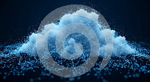 Abstract Digital Cloud Computing Network, Data Storage and Connection Concept