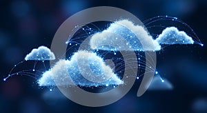 Abstract Digital Cloud Computing Network, Global Data Connection and Technology Concept