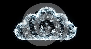 Abstract digital cloud network glowing brightly