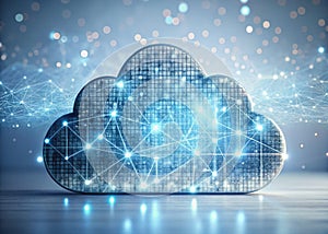 Abstract Digital Cloud Network Visualization Exploring the Flow of Binary Data in a Minimalist Design