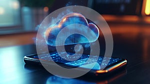 Digital Cloud Computing Mobile Phone Network Technology Data web blue cyber server online global