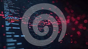 Abstract Code Screen with Red Bokeh