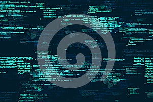Abstract digital code streaming on a blue background conveying a concept of cyberspace and data technology. 3D Rendering