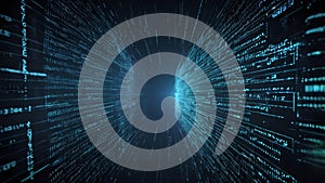 Abstract Digital Code Tunnel, Futuristic Technology Background