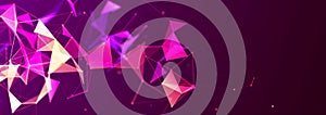 Abstract digital communication points. Technological background. Network connection structure. Color plexus effect. 3D