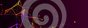Abstract digital communication points. Technological background. Network connection structure. Color plexus effect. 3D