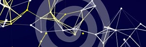 Abstract digital communication points. Technological background. Network connection structure. Color plexus effect. 3D