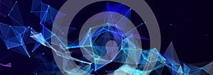 Abstract digital communication points. Technological background. Network connection structure. Color plexus effect. 3D
