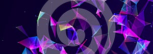 Abstract digital communication points. Technological background. Network connection structure. Color plexus effect. 3D