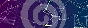 Abstract digital communication points. Technological background. Network connection structure. Color plexus effect. 3D
