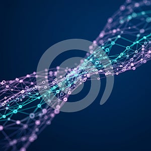 Abstract digital composition featuring a network of interconnected points and lines,