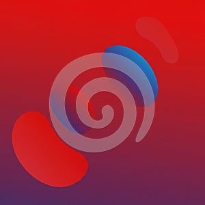 Abstract digital composition featuring overlapping red and blue ovals on a gradient