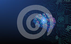 Abstract digital conceptual technology background of Artificial Intelligence(AI) with Digital Brain future technology