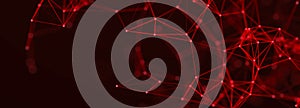 Abstract digital connection dots and lines. Technology background. Network connection structure. Red plexus effect. 3d