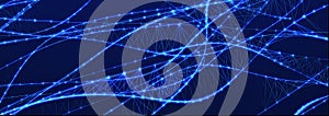 Abstract digital connection dots. Technology background. Network connection structure. Plexus effect. 3d rendering