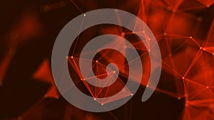 Abstract digital connection dots. Technology background. Network connection structure. Red plexus effect. 3d