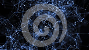 Abstract digital connection moving dots and lines. Technology background. Network connection structure. Colored